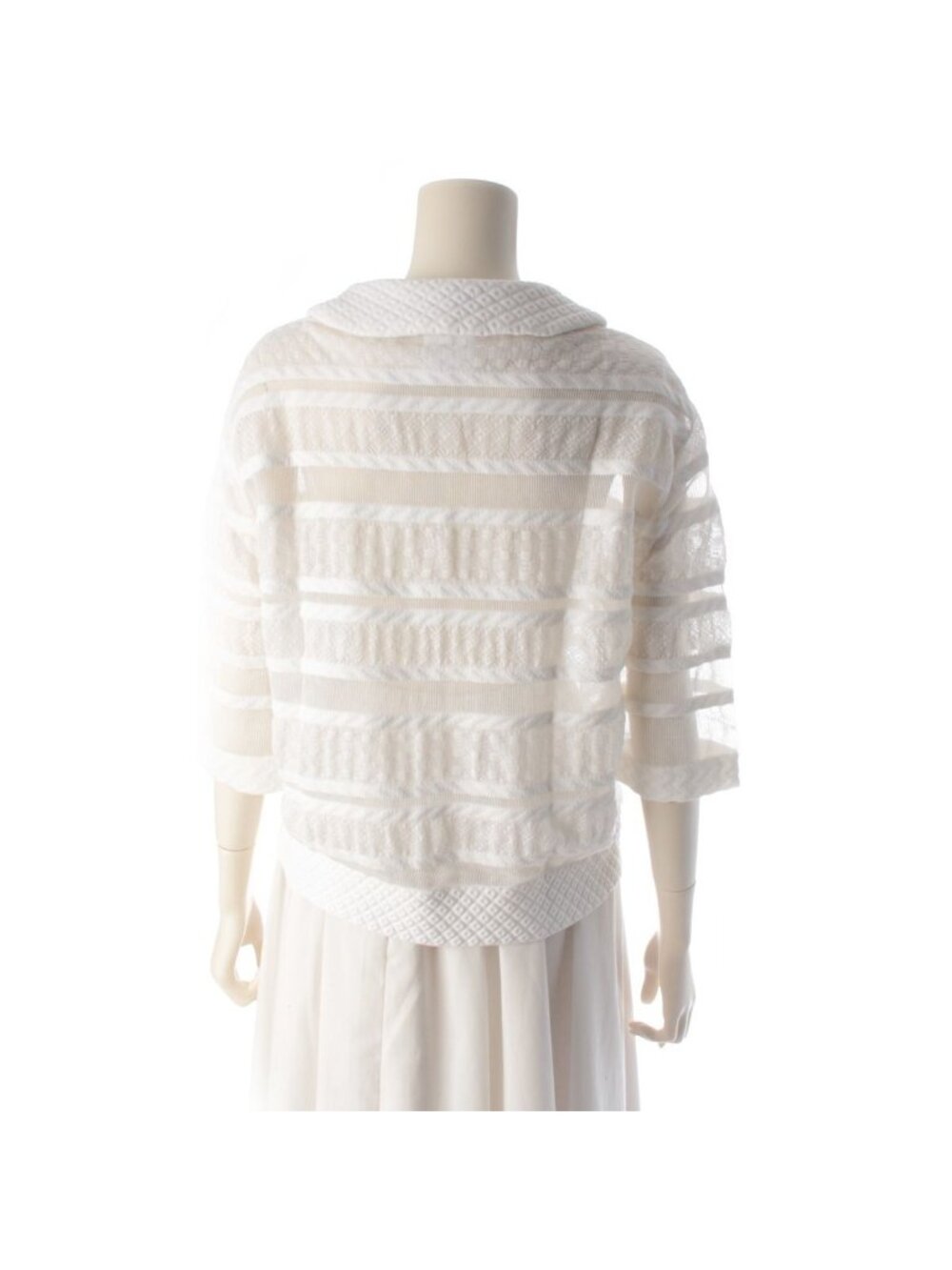 ★SOLD★ Chanel Cotton Lace Mesh Coco Button Blouse White 38 - Picture 4 of 10